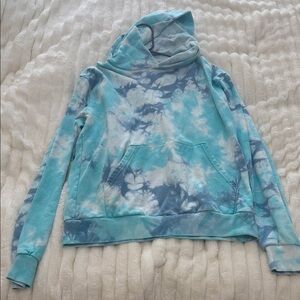 blue and white tie die hoodie